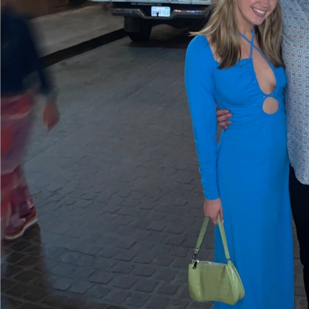 Elegant Blue Halter Dress